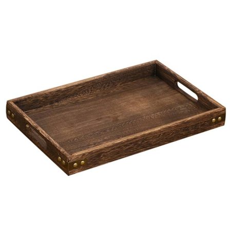 Rustiikkinen puinen tarjotin, koristeellinen tarjotin pyöristetyllä kahvalla ja reunalla, puinen tarjotin kahvoilla valmistettu luonnollisesta 