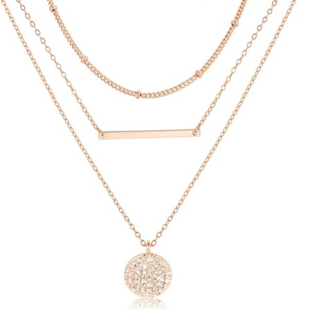 18K gullbelagt lagdelt halskjede for kvinner Boho skivehalskjede gull anheng halskjede for kvinner gull, rosegull og sølvmynt choker halskjede gull 