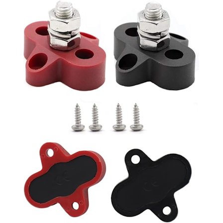 Par M8 Kopplingsmutter 48V Batteri Terminalblock Sammanskena Terminalblock med Gummiskydd för Bil Lastbil Husbil Båt