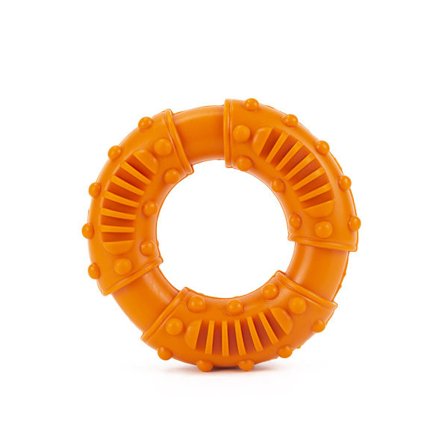 13 cm orangefarvet hundetyggeben til aggressive tyggere: Næsten uødelæggeligt ultra-holdbart naturligt gummilegetøj til hvalpe til mellemstore og 