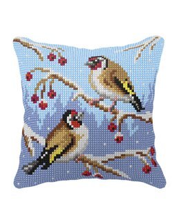 Broderikit Kudde Vinter Fåglar - Orchidea