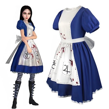 Anime Alice Princess -mekko, piikatyt n esiliinamekko, Game Madness Returns Alice Cosplay -asu naisille ja tyt ille Halloween-juhliin S