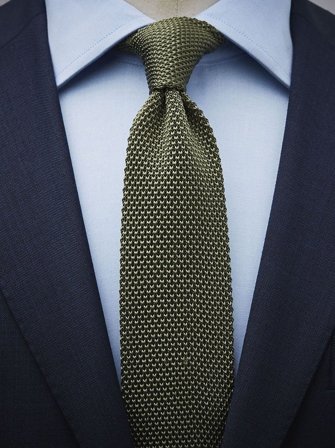 John Henric Men's Olive Green Knitted Tie Size 6