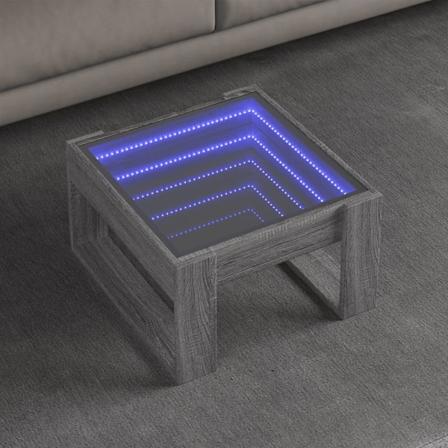 Soffbord med Infinity LEDs grå sonoma 50x53x30 cm