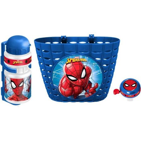 SPIDER-MAN Korg + Flaska + Dörrklocka Set - För barn från 3 år - Blå och Röd Färg