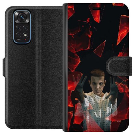 Kompatibelt Lommeboketui til Xiaomi Redmi Note 11 Overnaturlig jente med telekinetiske krefter og svevende røde glasskår i en dramatisk scene