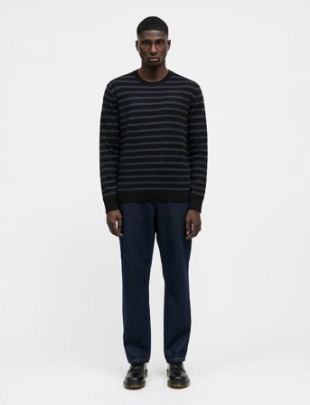 Mads Nørgaard Super Wool Karsten Stripe Knit - Black - S