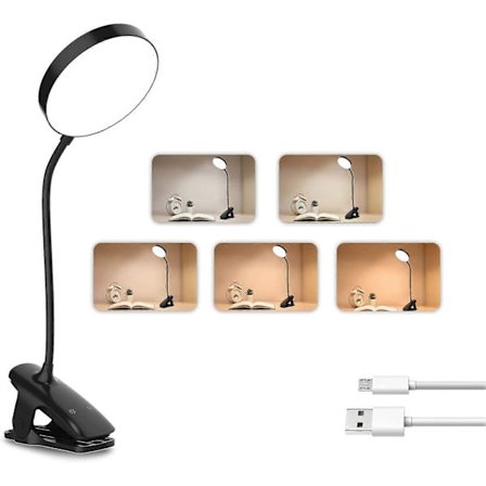 Trådløs LED bordlampe, 5-farvet og 5-dæmpbar berøringsfølsom sengelampe 360 fleksibel hals LED lampe, sengelæselampe