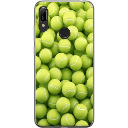 Kompatibel Mobilcover til Huawei Huawei Y6 (2019) Mønster af grønne tennisbolde i høj detalje, sporty motiv med gentagende tekstur og stærke farve