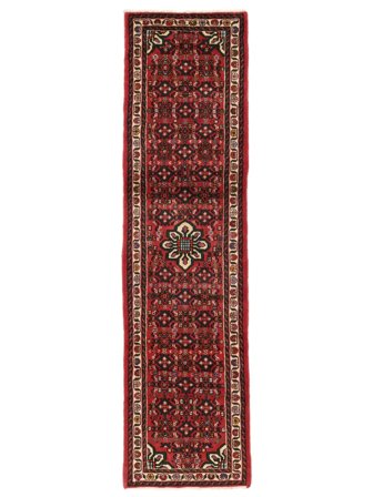 Tapis Hosseinabad 76X286 De Couloir Rouge Foncé/Noir (Laine, Perse)