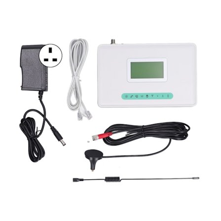 GSM fast trådløs terminal 5V 1A Quad Band Sterk mottaksstyrke Trådløs terminaloppringning med bakgrunnsbelyst skjerm 100‐240V UK-kontakt