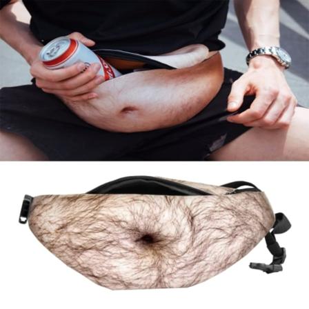 Kreativa roliga anti-trakasserier konstgjorda håriga mageformade utomhusväskor, multifunktionella bärbara unisex sportmage midjeväska