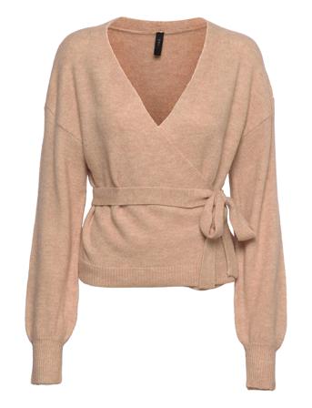Yaspicotee Ls Knit Wrap Top - Ca Strikkegenser Cardigan Beige YAS