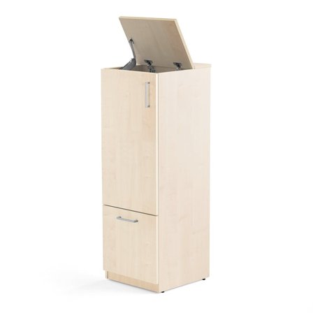 Sorteringsskab FAHRENHEIT, 1 skuffe, birk, 1 affaldsbeholder + 1 stk. 21 liters plastkasse