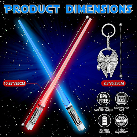 Ljusabers ätpinnar lyser upp glödande ätpinnar för Star Wars-gåvor Set temafest kul [2 par röd och blå uppsättning] med flasköppnare