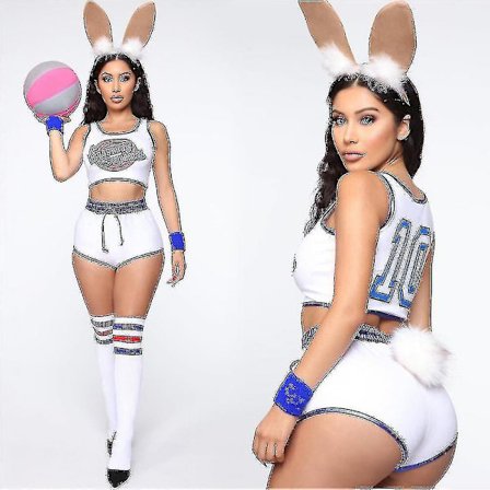 Space Lola Bunny -jänis Cosplay-asu Tytöille Halloween-juhliin Naisten Cheerleader-asu (FMY)