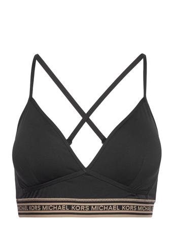 Logo Elastic Sporty Bralette Black Michael Kors Swimwear