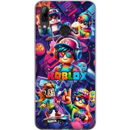 Kompatibelt Mobilskal till Huawei Huawei P smart 2019 Färgstark Roblox-spelgrupp med hörlurar, kontroller och neonfärger perfekt för barn och spel
