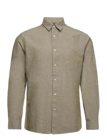 Slhregnew-Linen Shirt Ls Classic Skjorte Uformell Grønn Selected Homme*Betinget Tilbud