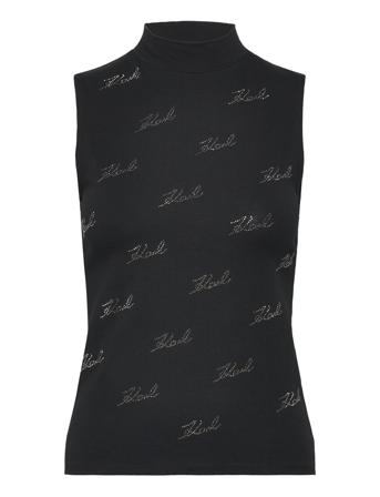 Karl Lagerfeld Sleevless Rhinest Top Svart