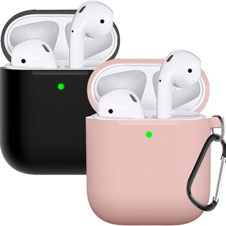 Airpods skal skyddande fodral är kompatibel med svart/rosa