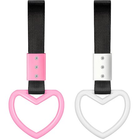 2 stk. Ringe Hjerteformet Bilhåndtag Remme (Pink, Hvid)Drift