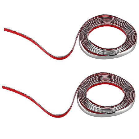 2 kpl Hopeasävyiset Auton Säleikön Ulkopuoliset Kromiset Koristelistat 12mm