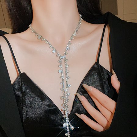 Zirkon vatten droppe choker halsband, lätt lyx, nisch high-end, krage, höst- och vinterklänning, mångsidigt temperament tillbehör