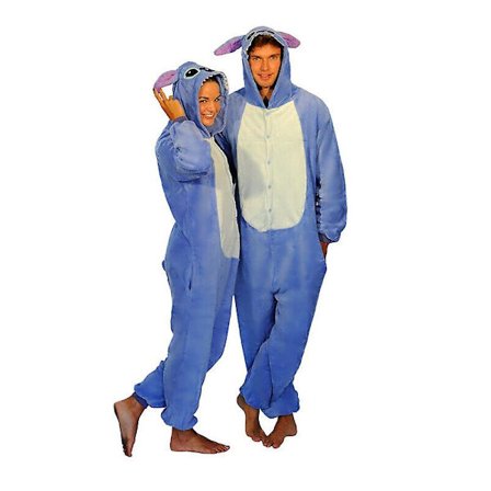 Stitch Blå Rosa Unisex Onesie Kigurumi Kostyme Hettedress Pyjamas_f W -a