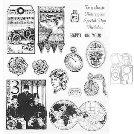 Gjennomsiktig stempelgummi TPR rektangel DIY journal retro mønster håndverk kunsttilbehør