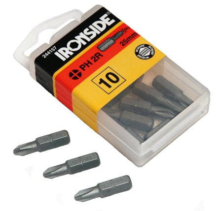 Ironside 201725 Ruuvikärki PH2R, 1/4", 25 mm 10 kpl, Koneiden tarvikkeet & käyttöosat