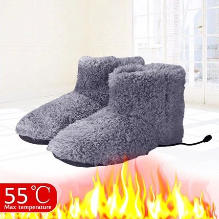 USB Elektriska Fotvärmare Uppvärmda Skor Herr Dam Grå