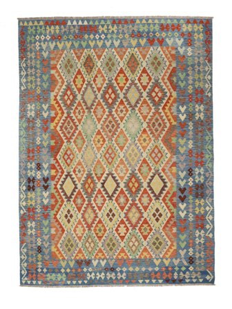 Oriental Kilim Afghan Old Style Rug 250X338 Brown/Dark Grey Large Wool, Afghanistan