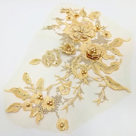 Brudekjole Trim Broderi Tyll Applikasjon Perle GULL