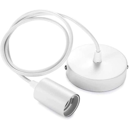 Metallista ripustettava muovinen pistorasia, riippuvalaisin säädettävällä kaapelilla E27-kantaan Valkoinen riippuvalaisimen pidike E27 Keittiö 