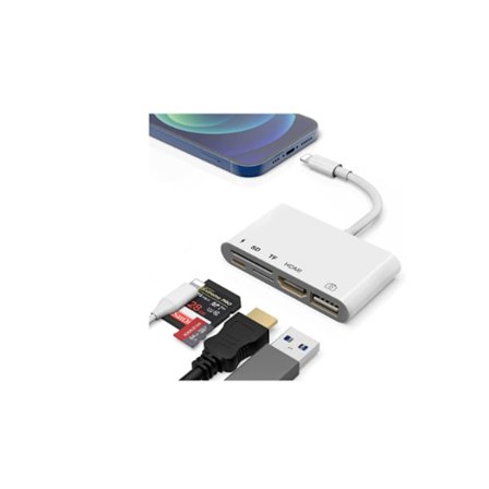 Usb till Hdmi Lightning Adapter 1080P Hdtv Digital Av Adapter 5 i 1 Hdmi Sd Tf Kortläsare Usb Otg Gränssnitt och Strömport Yemasre