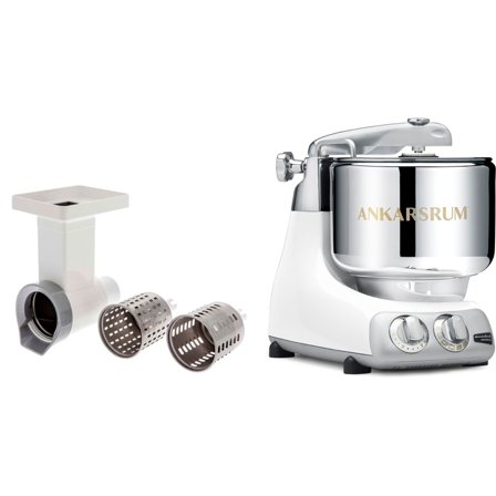 Ankarsrum AKM 6230 kjøkkenmaskin + Grønnsakskutter, glossy white' - 'Blank hvit