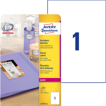 Etikett Hvit Glans 210x297 mm