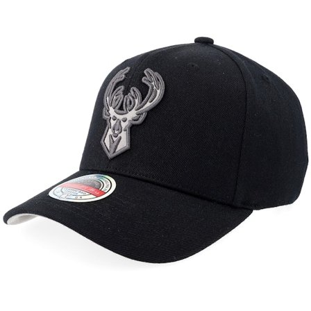 Mitchell & Ness - Negro adjustable Gorra - Milwaukee Bucks Suede Logo Black/Grey Adjustable @ Hatstore