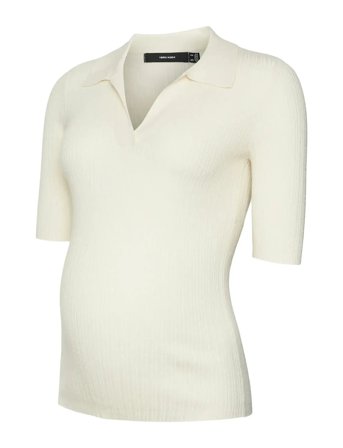 Vmmholly 2/4 Polo Pullover Ga Noos White Vero Moda Maternity