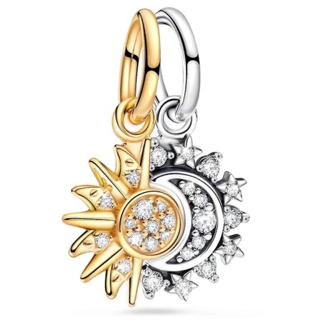 Damen Charm Anheng for Armbånd, Sol Måne Sølv Charms Perler for Kvinner