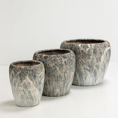 Keramik plantekassesæt, 3 dele, 42x42x35 cm, antracitbeige