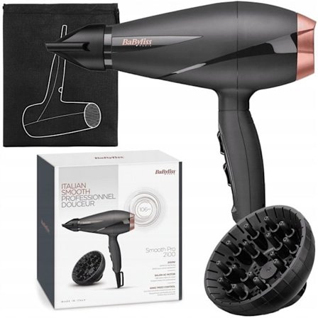 Hårfön - Babyliss - 6709DE - Jonisering 2100W Diffusor Concentrator Förvaringsväska