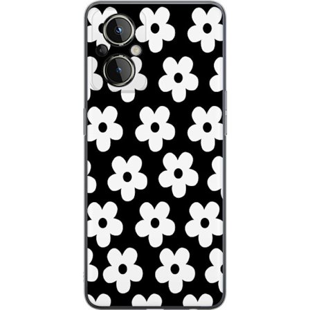 Yhteensopiva Puhelinkuori OnePlus OnePlus Nord N20 5G Mustavalkoinen kukkakuvio minimalistisessa skandinaavisessa muotoilussa, jossa voimakas kontrast