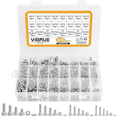 520 st M3-M6 Hex-skruvar med insexhuvud