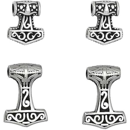 4 stk. Antikk Sølv Viking Tor Hammer Anheng 37~43mm 3 Stiler Vintage Norrøn Mjølner Amulett Anheng Vikingknute Charms for Smykkelaging