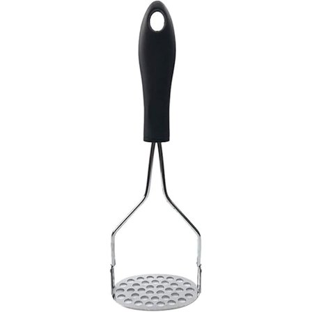 Kraftig potetmoser i rustfritt stål med sklisikkert gummihåndtak, gratis redskap for å mose poteter, grønnsaker og frukt (1 pakke)