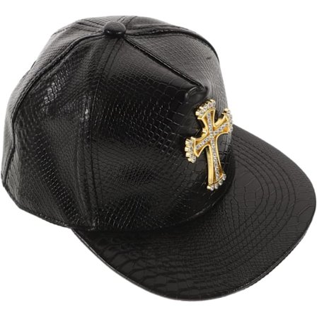 Trendy Baseballkasket med Krydssymbol, Moderigtig PU-hat til Udendørs Aktiviteter