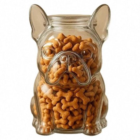 Bulldog Snackkrukke til franske bulldogs, opbevaringsbeholder til kæledyrsfoder til hvalpe