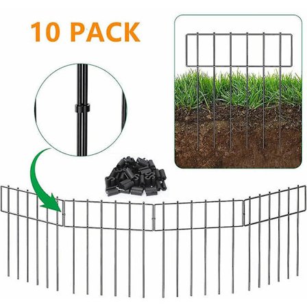 Sæt med 10 dekorative hegn til små dyr til hunde og katte - Metalhegn - Jordspyd til udendørs terrasse - 42x33cm